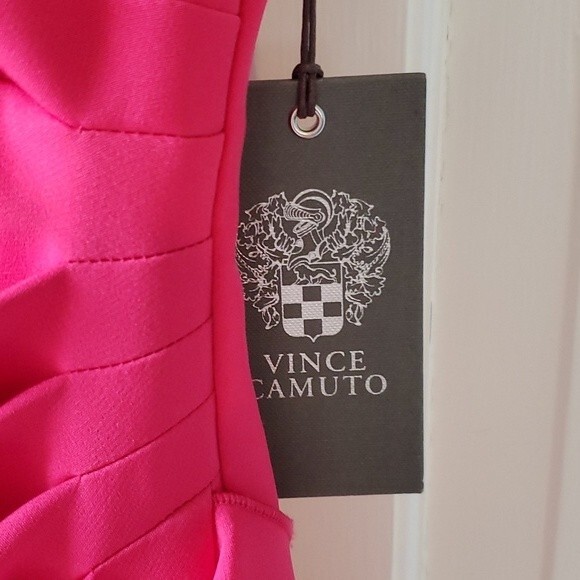 NWT VINCE CAMUTO LONG DRESS FAUX WRAP RUFFLE PINK SIZE 2 EVENING SLEEVELESS - Picture 4 of 9